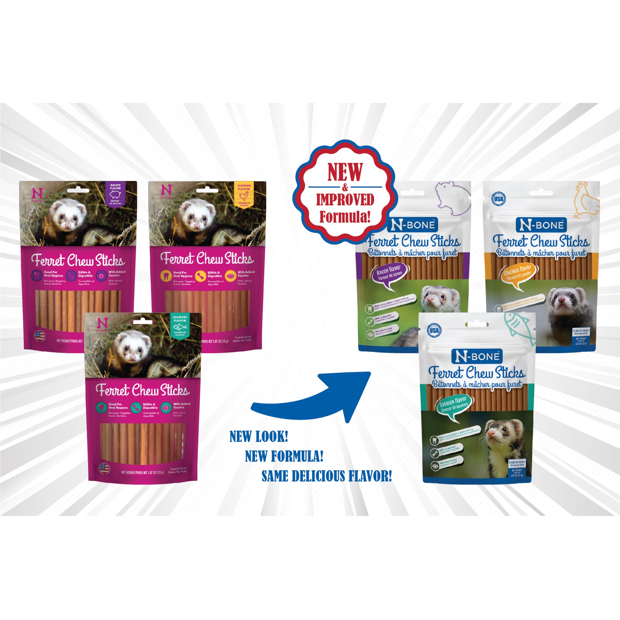 N-Bone Ferret Bacon Flavor Chew Sticks, 1.87 oz.