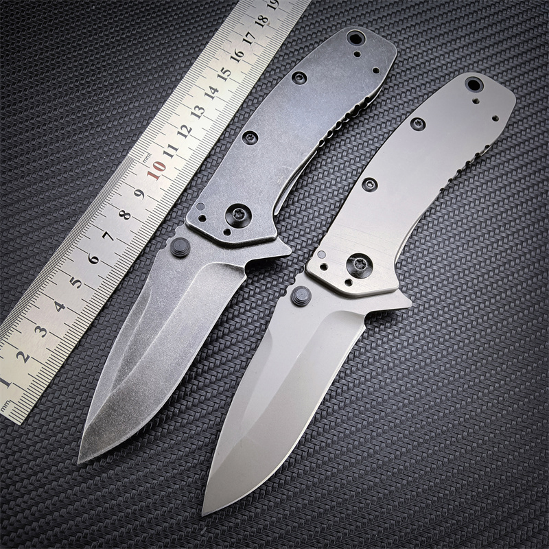 High Quality 1556 KS Cryo II Assisted Flipper Bead Blast Plain Blade All-steel Handle Work S Easy To Carry Outdoor Hunting Hiking Pocket Knife