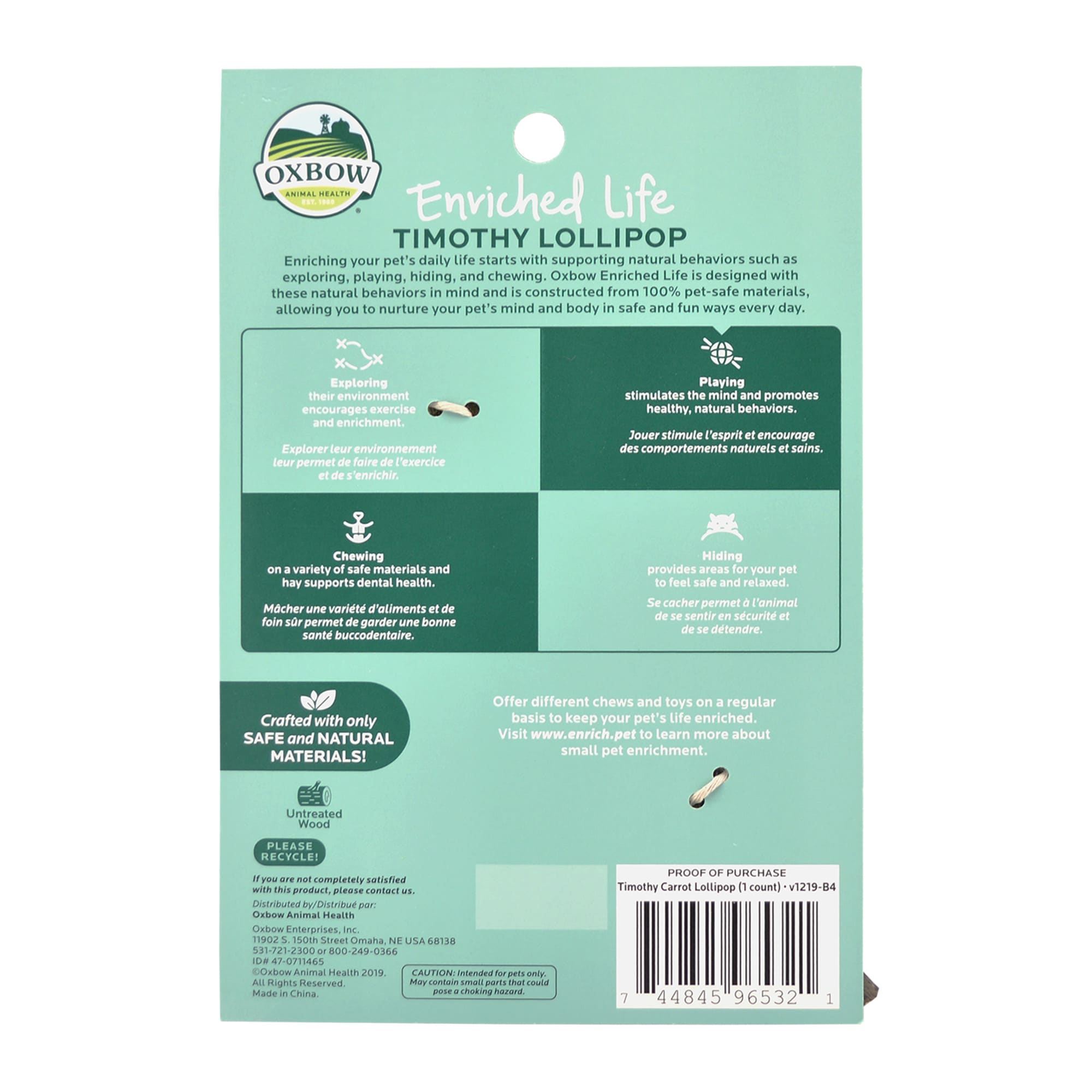 Oxbow Enriched Life Timothy Lollipop Carrot for Rabbit, 0.06 lbs.