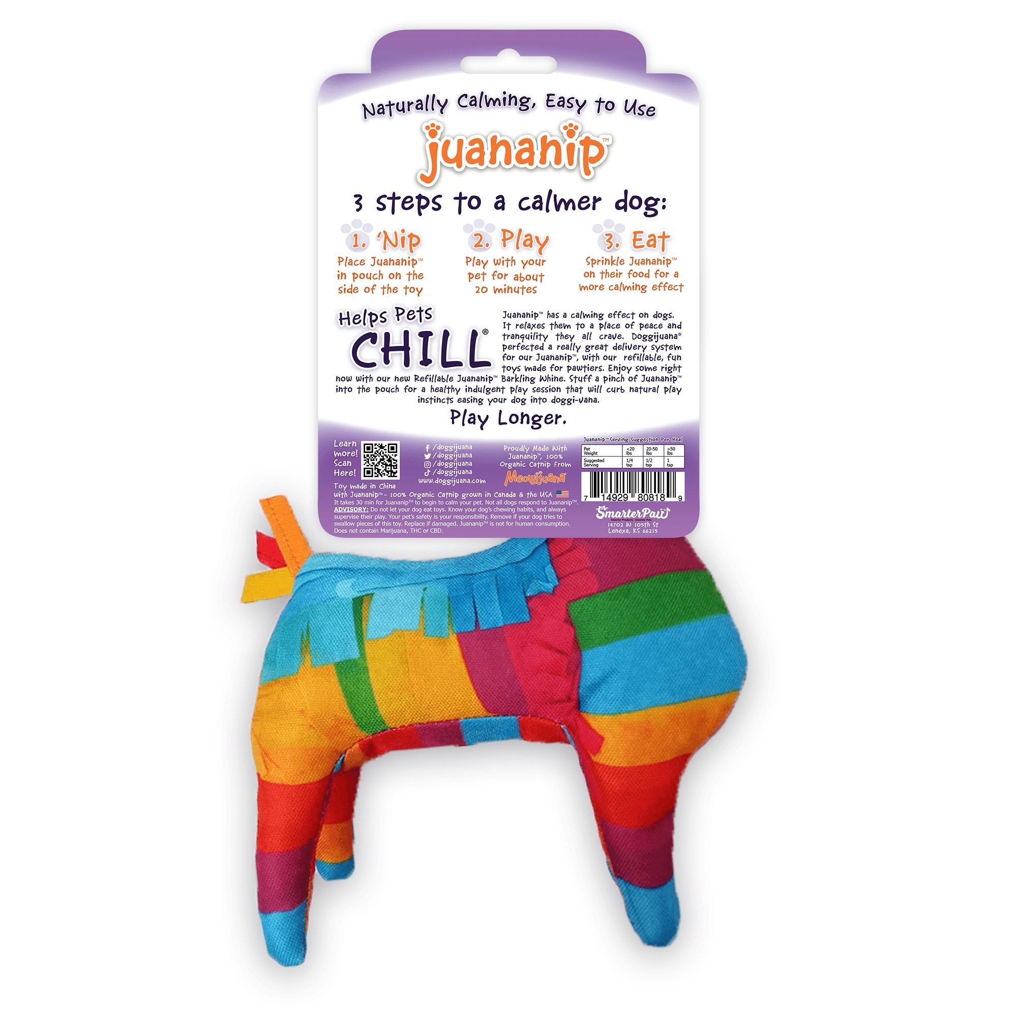 Doggijuana Get the Pawty Started Refillable Llama Pinata Dog Toy, Large