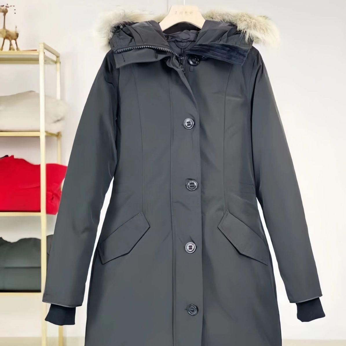 Winter Womens Canadian Parka Down Warm Jacket Windproof High-Quality Real Coyote Fur 241011 B5
