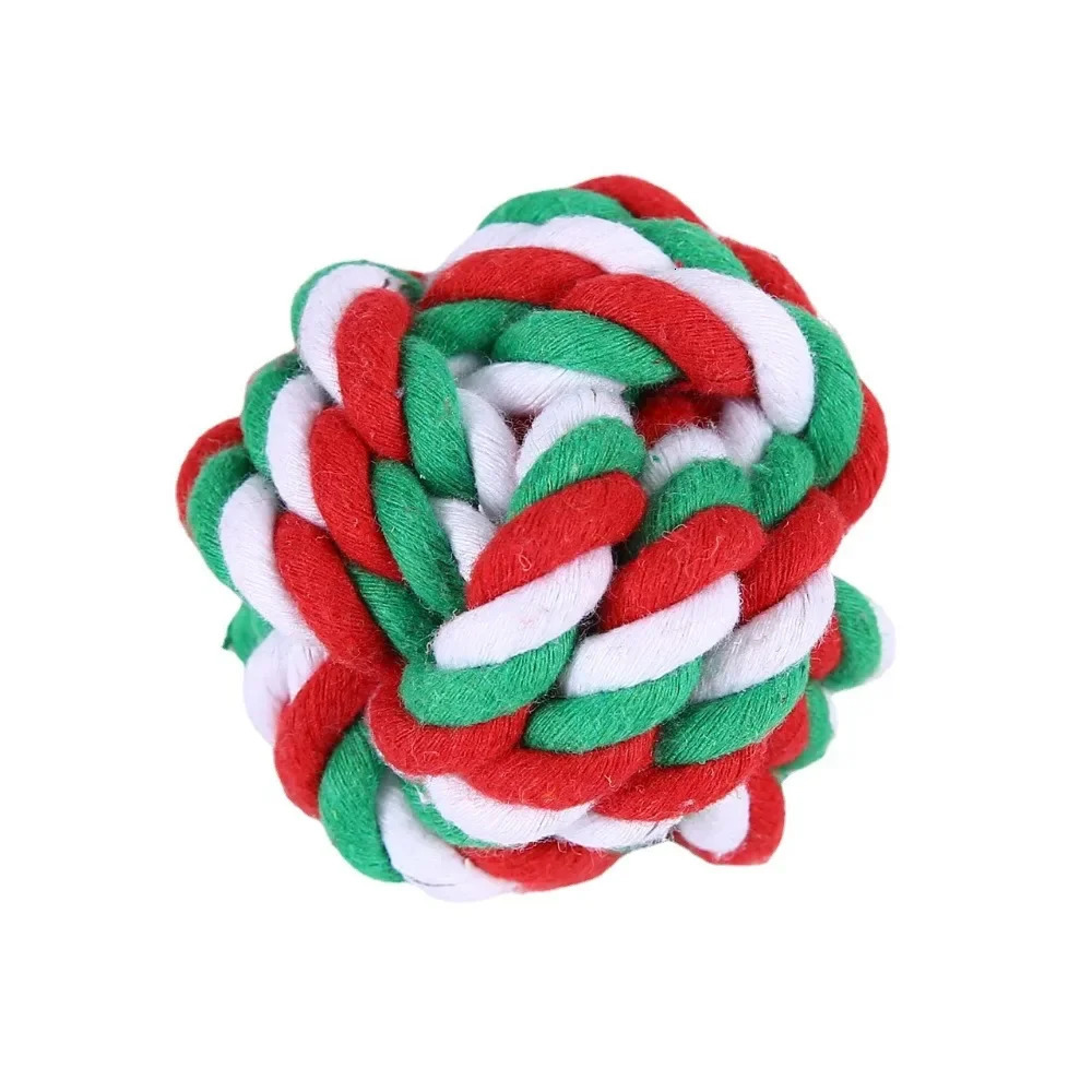 Christmas Dog Toy Pet Cotton Rope Knot Interactive Dog Toys Ball for Puppy Chihuahua Large Dogs Toothbrush Chew Dog Accessories 241125