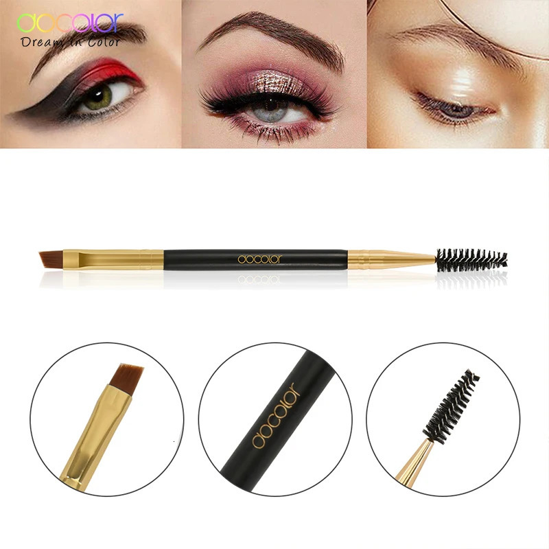 Docolor 5/10pcs White Black Professional Double headed Eyebrow Eyelash Makeup Brushes Thin hair Wholesale Angled Eye brow Brush 240412
