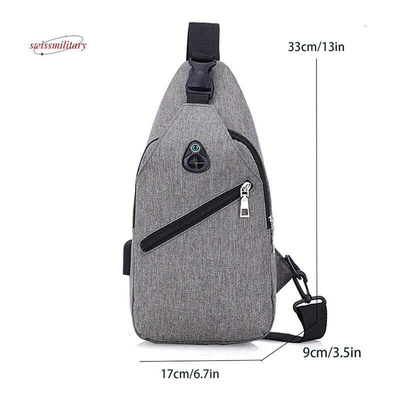 A New Boy Usb Crossbody Shoulder Waterproof Fashion Leisure Small Chest Men's Bag Large Capacity #21.9 swissmilitary