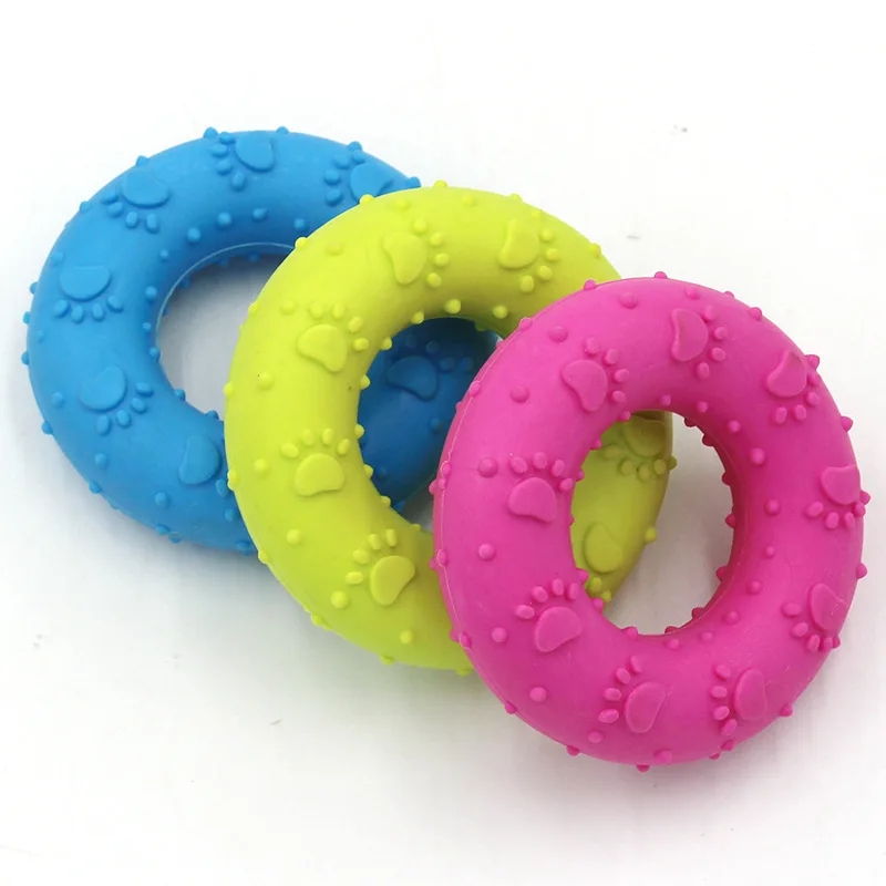 High Quality TPR Footprints Donuts Grinding Teeth Anti-Bite Pet Training Interactive Dog Toys