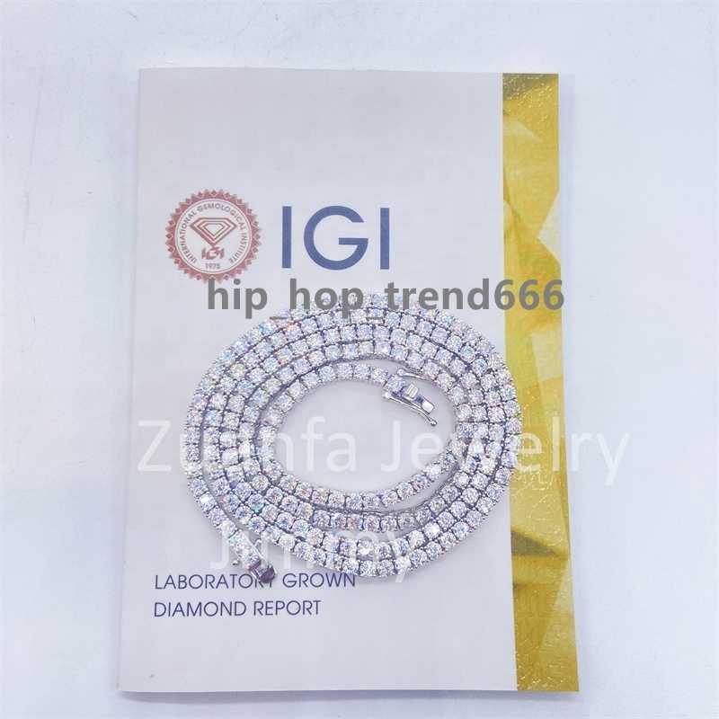 IGI Verified 10k White Gold Yellow Gold 3mm Wide Lab Grown Diamond Nice Bling Jewelry Diamond Tennis Necklace Chain