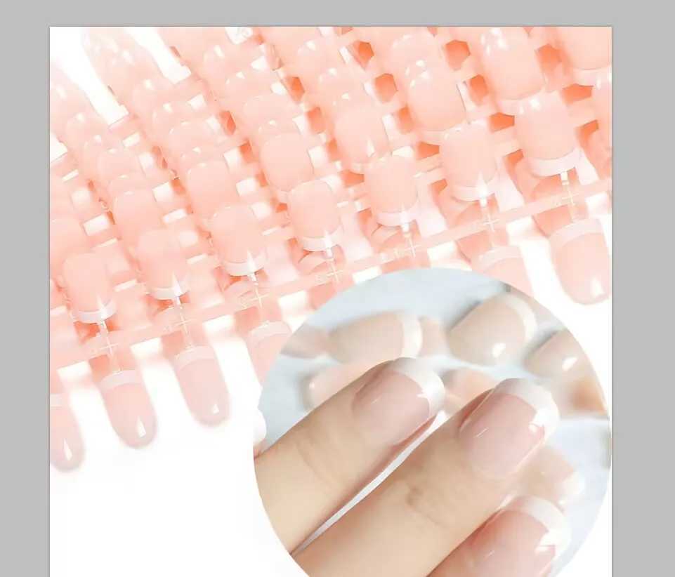 24 Tips French Fake Nail Natural Nude/Pink White Tip Smooth Press Finger Nail Manicure Paraffin Short Fake Nail*W241125