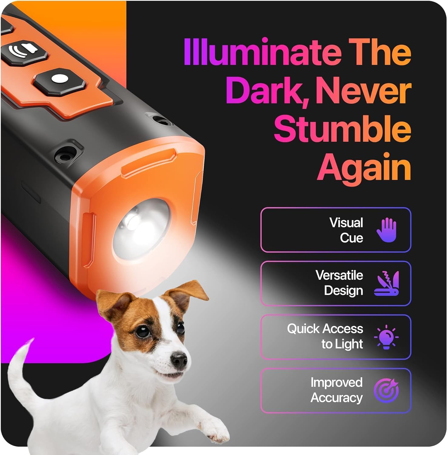49 Feet Ultrasonic Anti-Barking Device Dog Barking Control Repeller with Flashlight Bark Deterrents Ultrasonic Dog Repellent