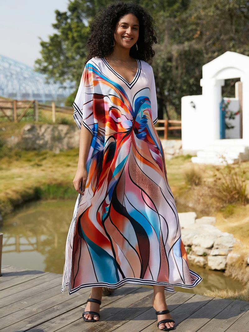 Beach Coverup Cotton Positioning Printed Vacation Robe Cross Border Europe America Summer Style