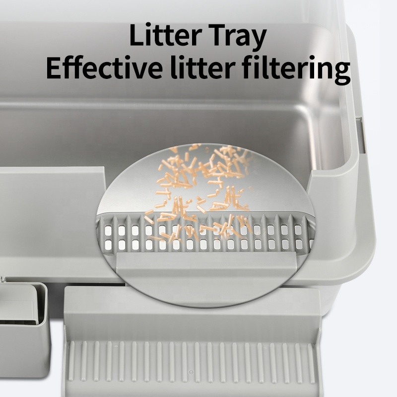 Oversized Fully Enclosed Stainless Steel Cat Litter Box Anti-Splash Hedge EVA Double-Layer Pad Easy Clean Non-Stick Bottom No