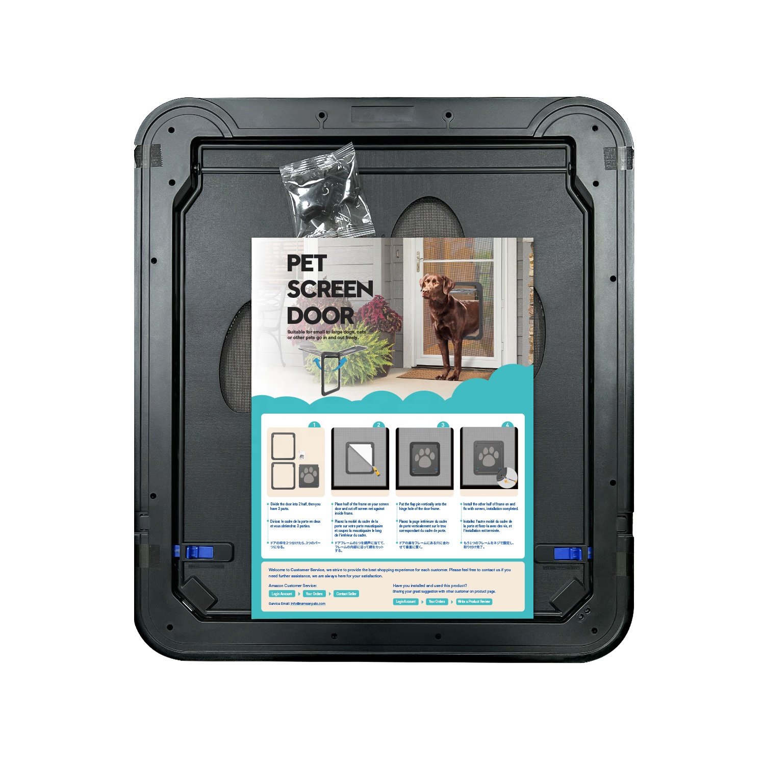 Durable Hot Sale ABS Dog Door Lockable Interior Pet Cat Doors for Screen Door, Doggie Door