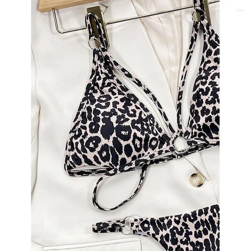 Womens Swimwear Sexy Leopard Print Swimsuit For Women Triangle Split Backless High Waist Slimming Beach Vacation Bikini