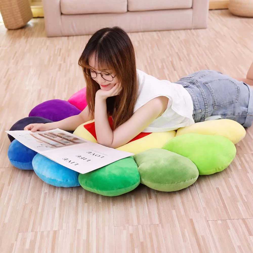 Cushion/Decorative Pillow 55cm Kawaii Face Sunflower Sun Flower Stuffed Plush Toy Doll Mat Hold Home Bedroom Automatic Decoration Girl Gift T241125