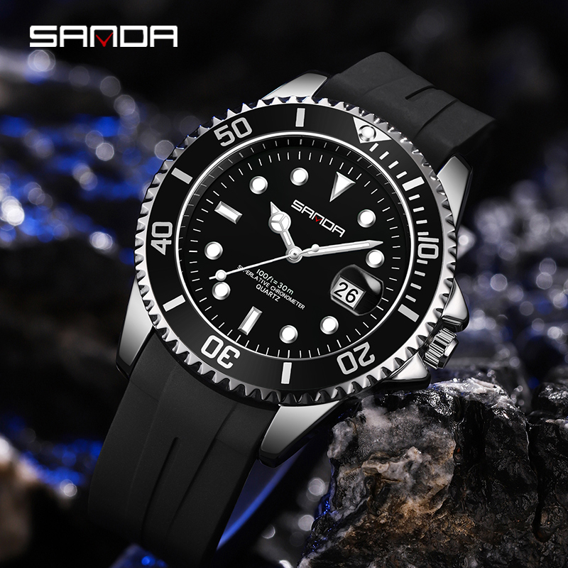 SANDA Hot Sell Quatrz Watch Sport Mens Watches Top Brand Waterproof Silicone Quartz Clock Men Relogio Mascuo 7018