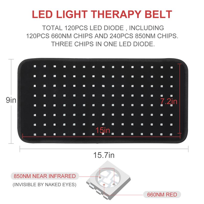 2024 Built-in Battery Wireless Led Belt Therapy Cat Dog Red Light Therapy Infrared Wrap 660nm 850nm Horse Therapy Red Light Pad
