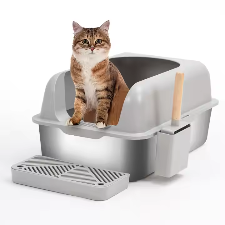 Durable Stainless Steel Automatic Cat Toilet Detachable Litter Box Quick Accessibility Easy Clean Feature Pet Cleaning Accessory