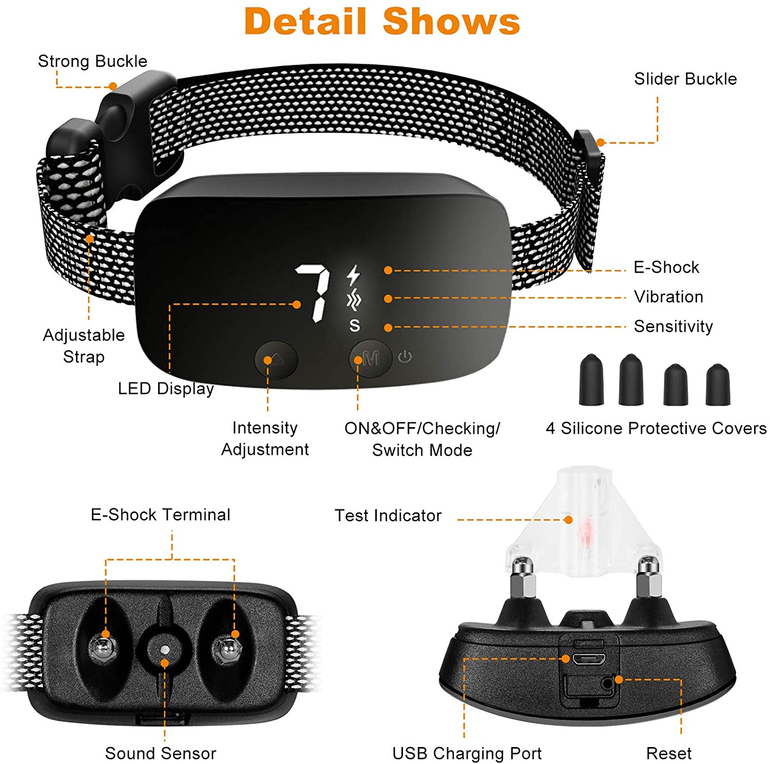 XCHO No Electric Shock and Vibration Bark Control Collar for Dogs Voice Activated Anti bark collar