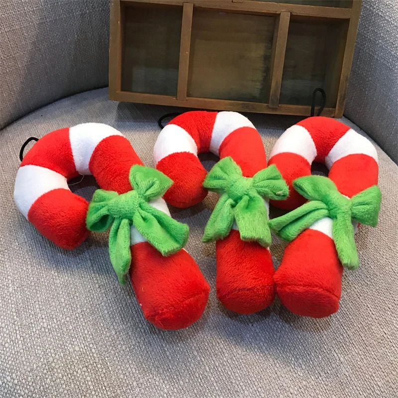 1 pc Christmas Candy Squeak Toy For Dog Puppy Plush Red Pet Sounding Holiday Party Animal French Bulldog Terrier Chihuahua 241125