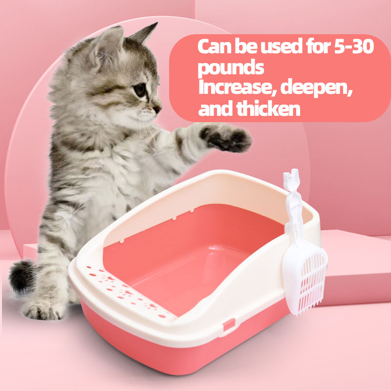 2024 Hot Selling Rectangular Cat Litter Box Litter Tray Toilet Plastic Cat Litter Box With Shovel