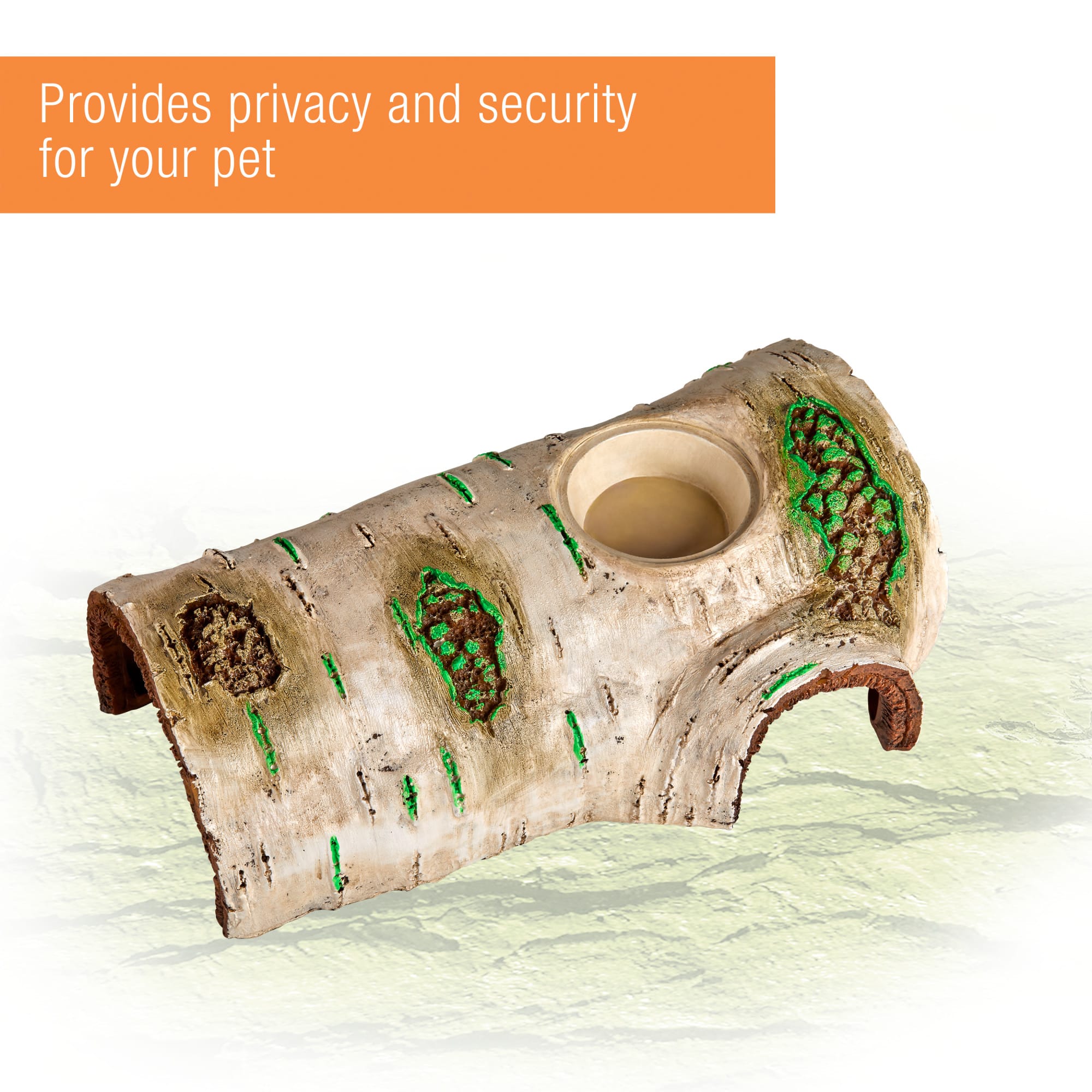 Zilla Rapid Sense Decor Large Poplar Log with Feeding Cup