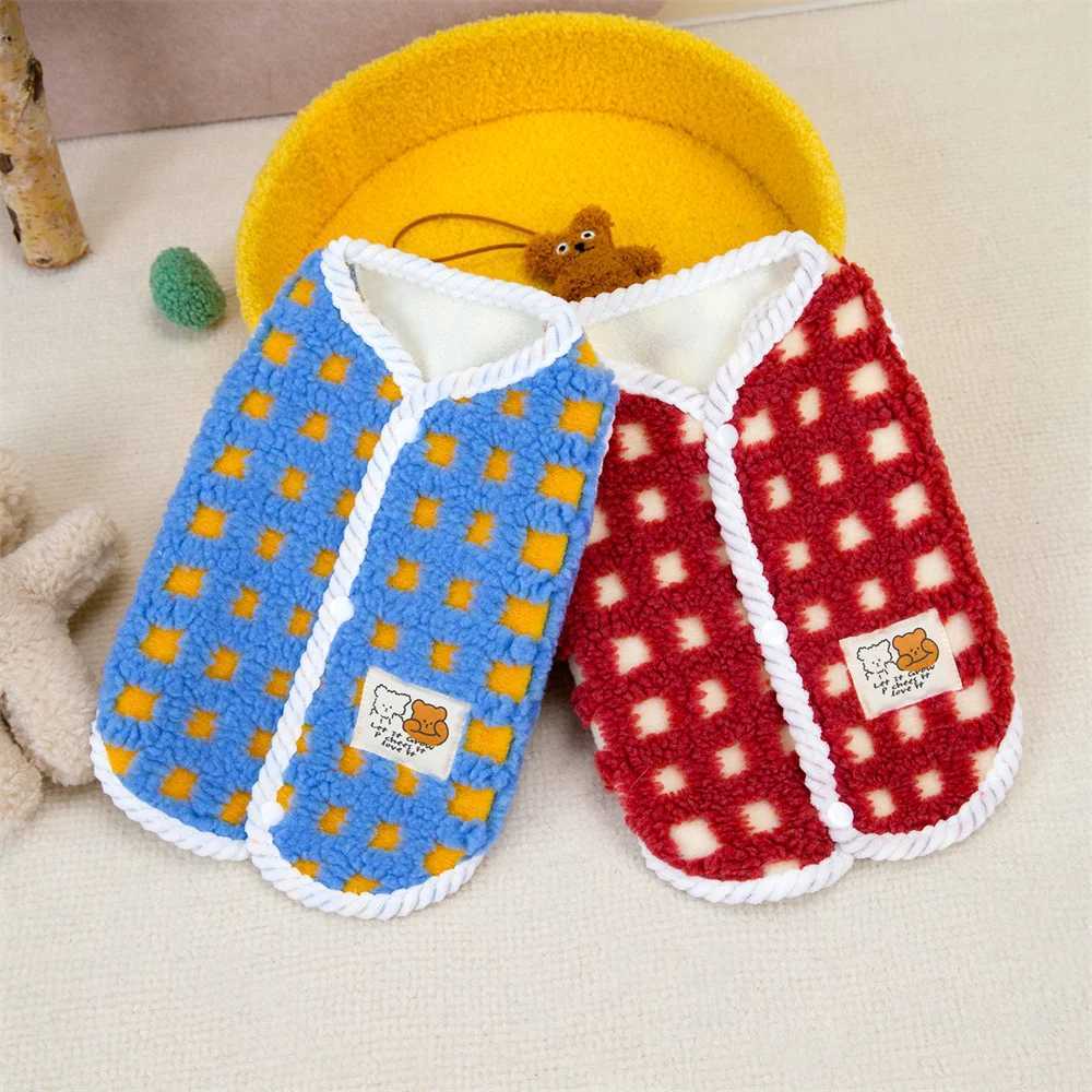 Warm Fleece Dog Jacket Vest Dot Plaid Back Buckle Pet Coat for Small Dogs Chihuahua Shih Tzu Puppy Autumn Winter ClothingXJ241125