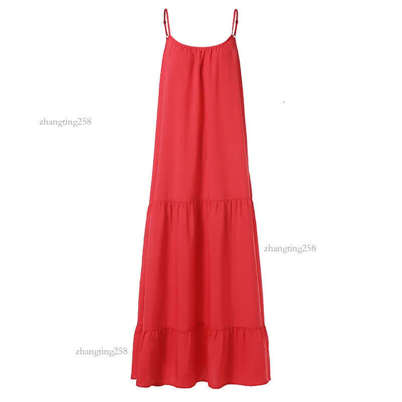Bohemian Dress Women Summer Sexy Sleeveless Spaghetti Strap Ruffle Swings Maxi Long Dresses Holiday Vestido Plus Size