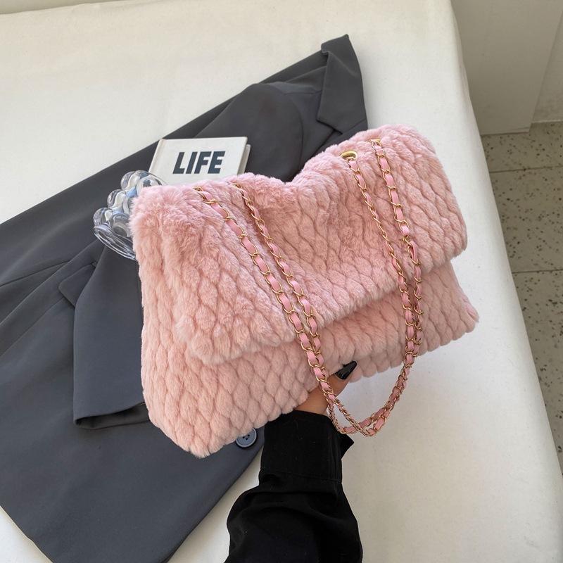 Large Capacity Fashionable Dress Winter Plush Simple European And American Shoulder Crossbody Bag Women's Designer Handbag Diamond Tote Bag