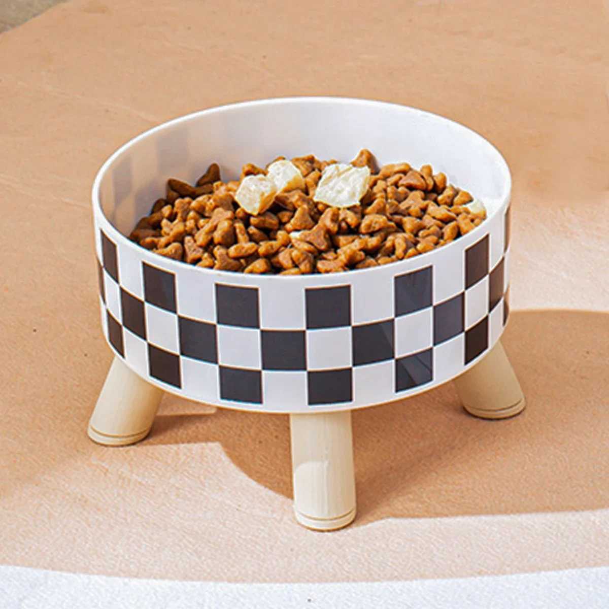 Pet Cat and Dog Plastic Bowl with Polka Dot Checkerboard Pattern Non-slip and Easy To Clean Large Capacity Not Easy To Tip OverXJ241125