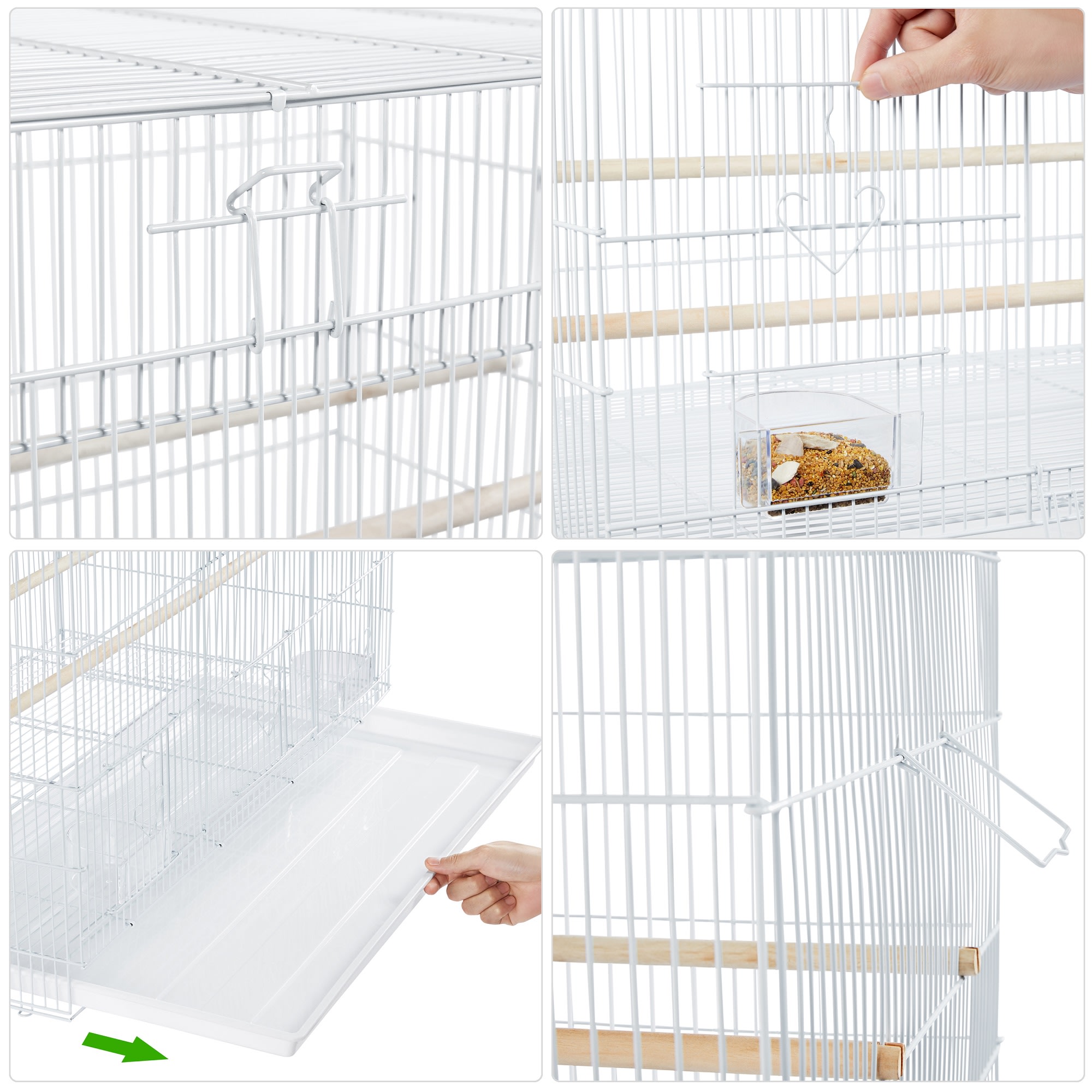 Topeakmart White 18" Flight Cage with Slide-Out Tray for Birds