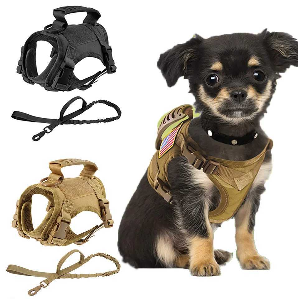 Tactical dog harness and belt set with adjustable escape protection net vest equipped with handles suitable for large cats kittens and small dogs X250