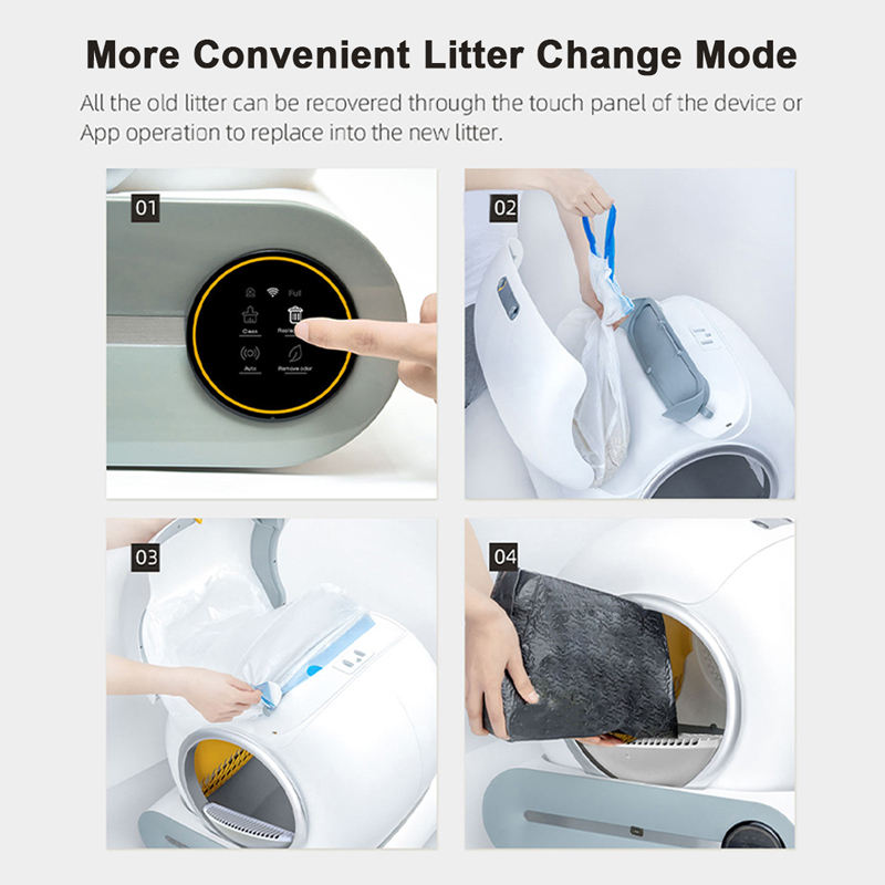 Smart Cat Litter Box Pet Toilet Anti Splash Cat Tray Cleaning Bath Basin Supplies stainless steel smart cat litter box