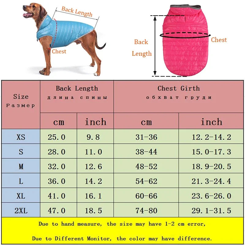 Reversible Small Dog Down Jacket Dual Colors Reflective Winter Dog Clothes For Large Dogs Pet Chihuahua Coat French Bulldog Vest 241125