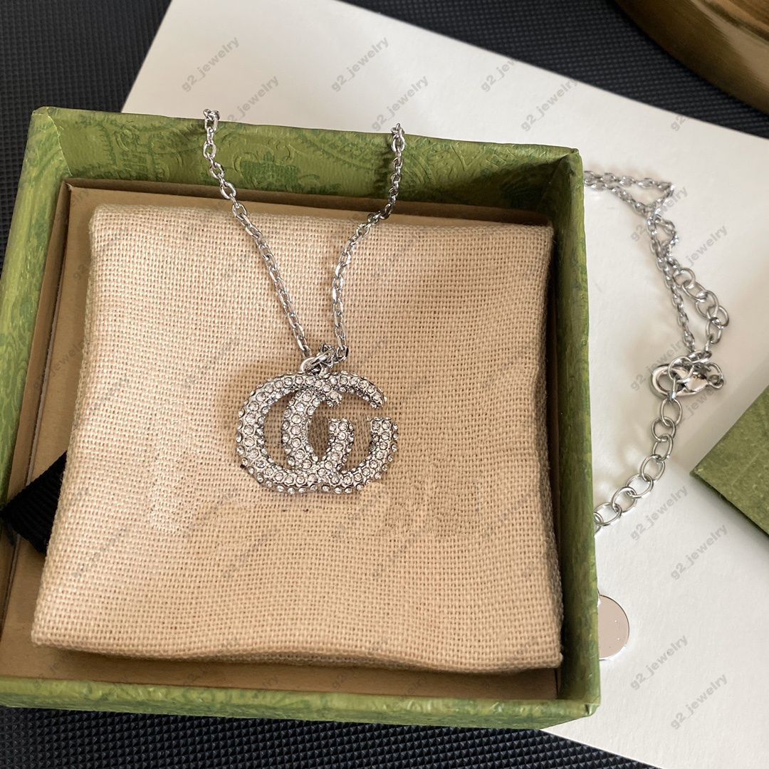 Designer Jewelry Full Diamond Pendant Necklace Chain Premium Silver G Necklace Gift necklaces gift