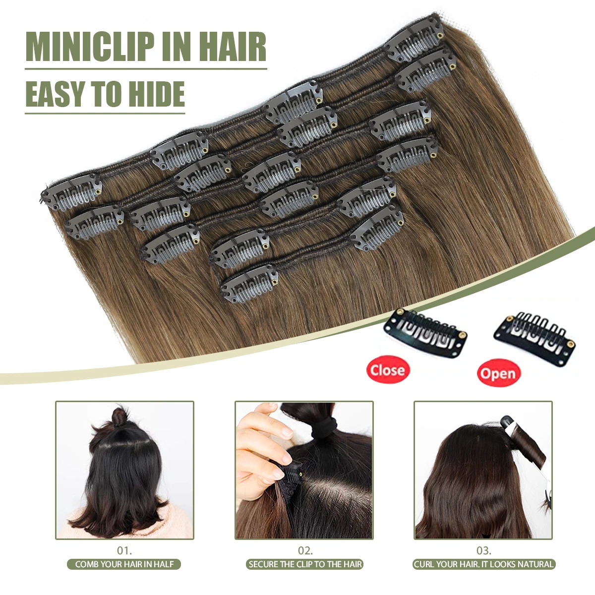 XDhair Clip in Hair Extensions 120g Real Human Hair Brown with Blonde Clip in Remy Human Hair Extensions 241125