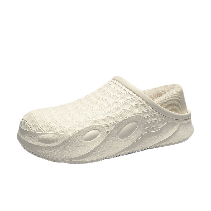 Pure color simple men in autumn winter, soled for indoor outdoor wear, anti slip slippers with thick veet and warm cotton shoes