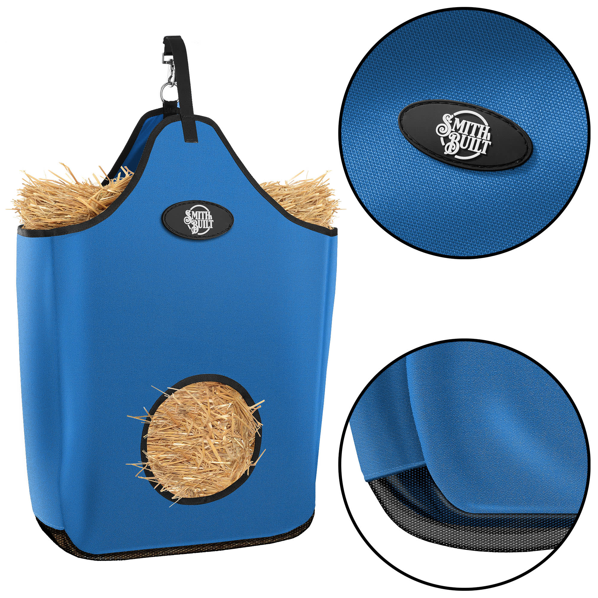 SmithBuilt Blue Horse Feeder Hay Bag Tote, Large