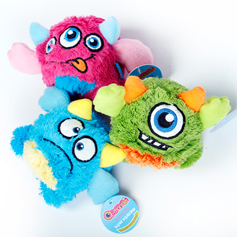 2-in-1 Soft Cute Interactive TPR Pet Toy Balls Rubber Squeaky Plush Chew Dog Toys