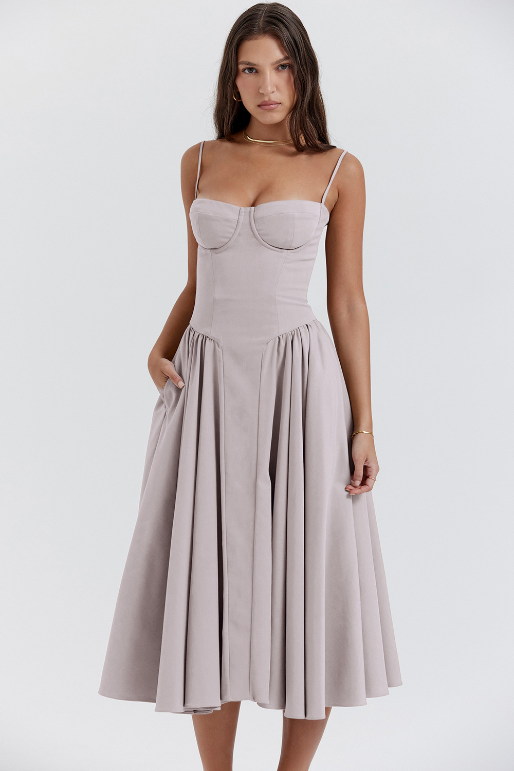 Designer Summer women skirt French vintage maxi dress court style sexy wear halter dress Floral solid color new Dresses