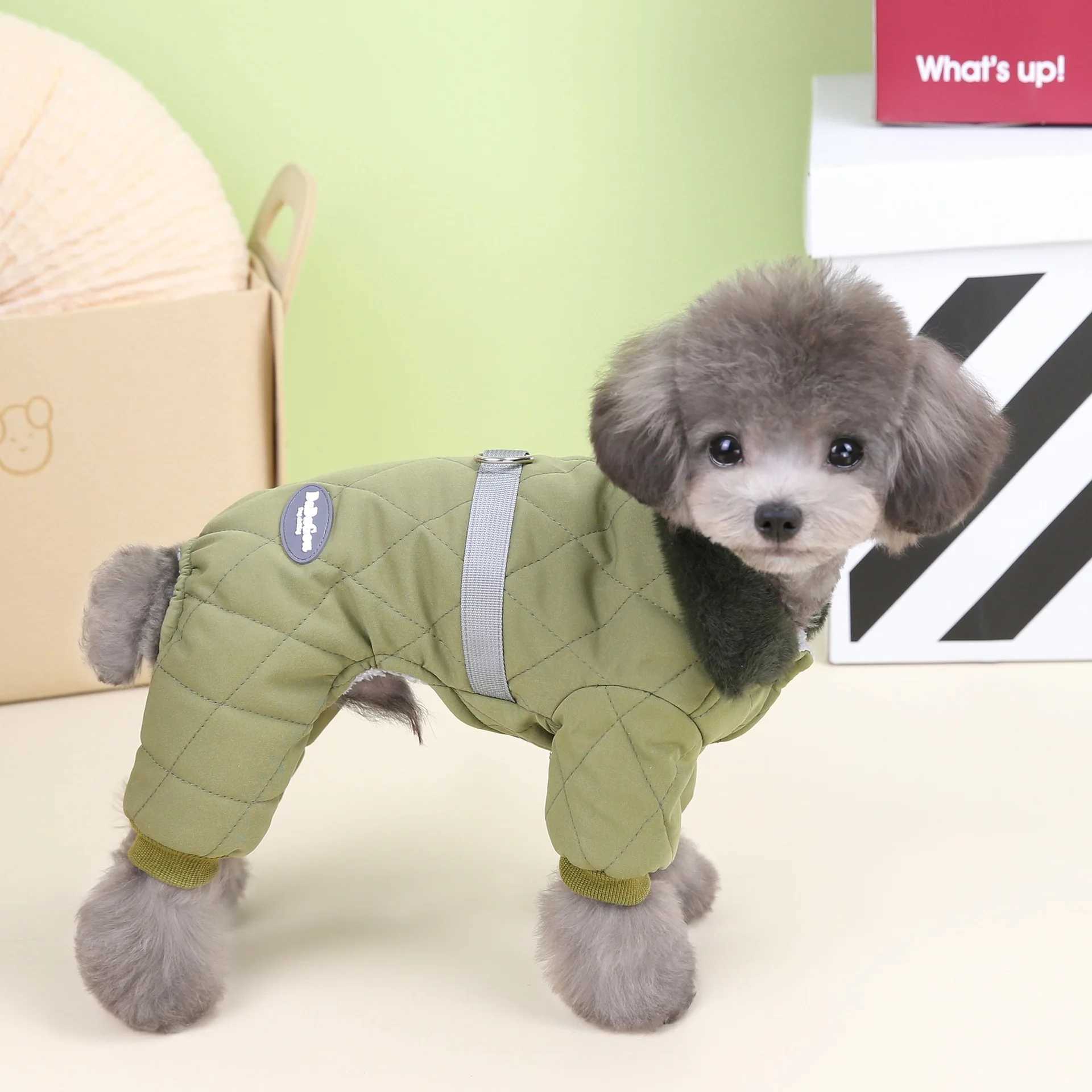 Winter Dog Clothes for Small Medium Dogs Cat Fleece Warm Fur Collar Jacket Coat Puppy Jumpsuits French Bulldog Chihuahua OutfitsXJ241125