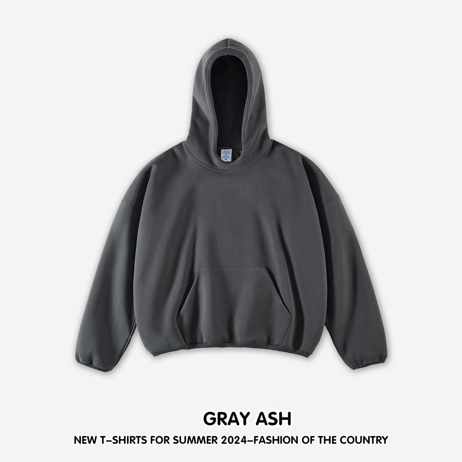 Mens solid color double-layer oversized zipper cotton retro high-quality hoodie 2024 spring/summer new casual streetwear W240921