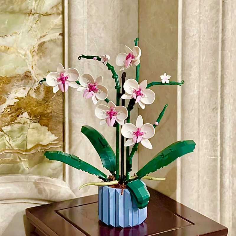 MOC Orchid Bouquet Block wer Potted Building Blocks Fit 10311 Rantic Kit Assembly Building Toy Girl Gift First Love M241125