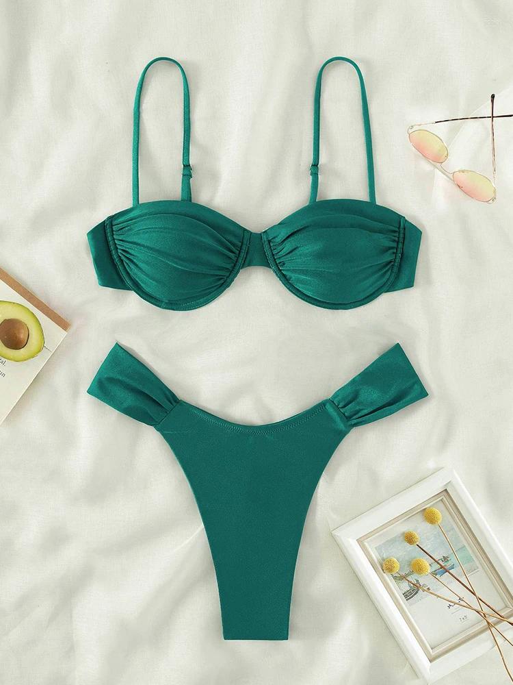 Womens Swimwear Push Up 2-Piece Bikini Swimsuit Ruffles Bikinis Set Black 2024 Women Bathing Suit Sexy Biquini Mujer Beachwear Summer