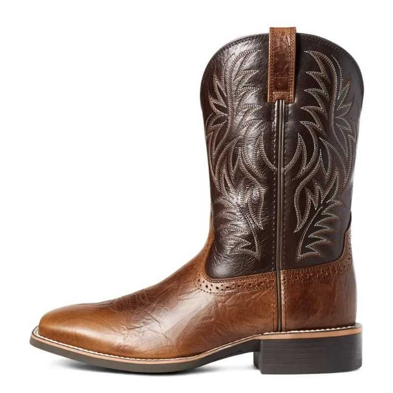 Men High Embroidery Retro Handmade Western Cowboy Boot Pointed Toe Boots Hand ing Outdoor Mens Shoes 38-48