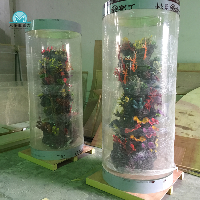 Large customized aquariums glass acrylic acrylic cylinder round fish tank aquarium
