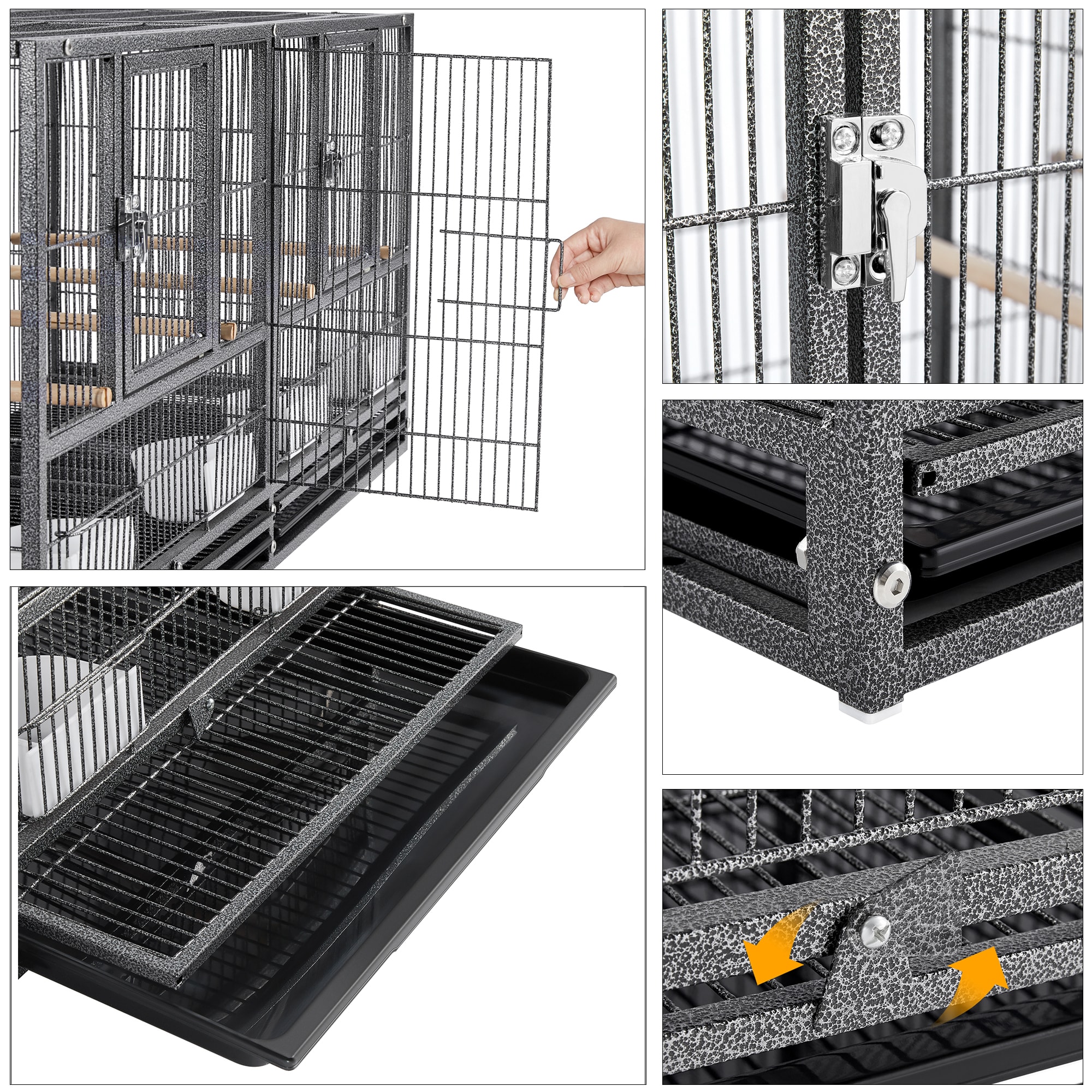 Topeakmart Black 21" Divided Bird Cage for Small Birds