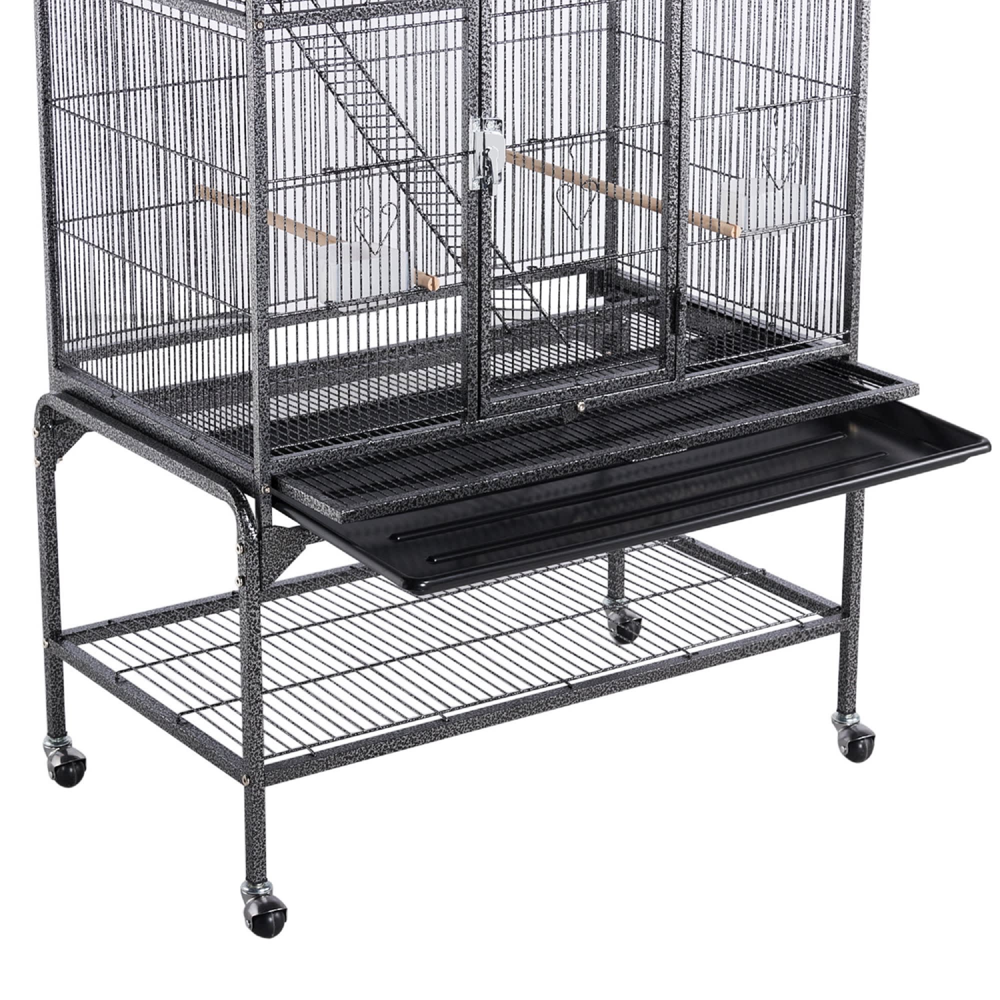 Topeakmart Black 69" Extra Large Bird Cage with Rolling Detachable Stand for Small Birds