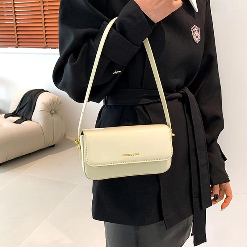 Drawstring Retro Patent Leather Shoulder Bag For Women Handbag Brand Cross Body Underarm Red Top Handle Women's Bolsos Mujer