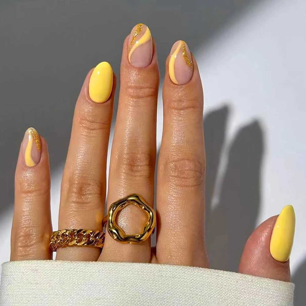 24 pieces of short oval nails press nails detachable reusable artificial nails worn by women and girls every dayW241125