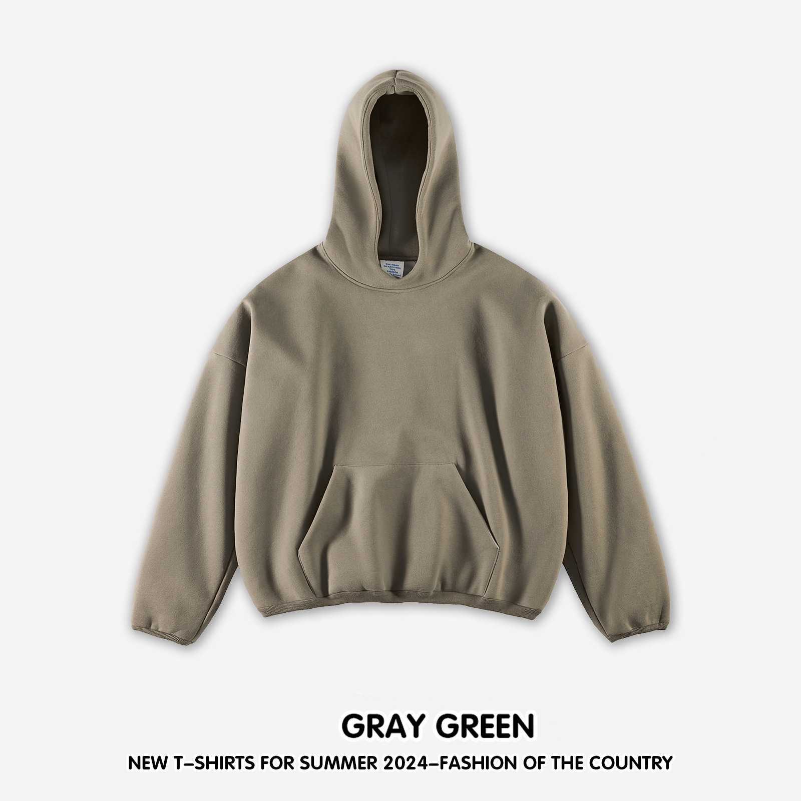 Mens solid color double-layer oversized zipper cotton retro high-quality hoodie 2024 spring/summer new casual streetwear W240921