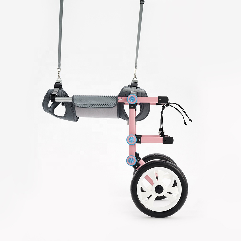 Customizable Logo Wholesale Fashion Aluminum Rehabilitation Training Adjustable Folding Dog Wheelchair With Hind Limb Paralysis